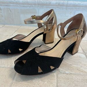 Cole Haan Jovie Low Black/Gold Dress Sandals (7.5)